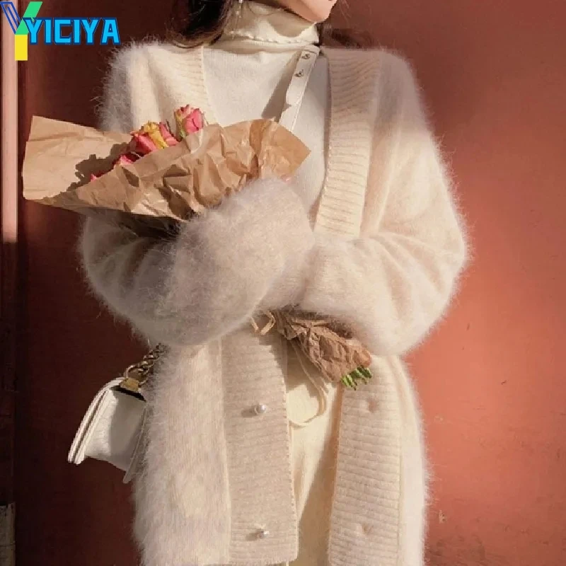 

YICIYA Mink velvet Cardigan Womens Clothing Ladies Sweater New Streetwear Knitwears Tops Winter Knit Fashion Cardigans For Woman