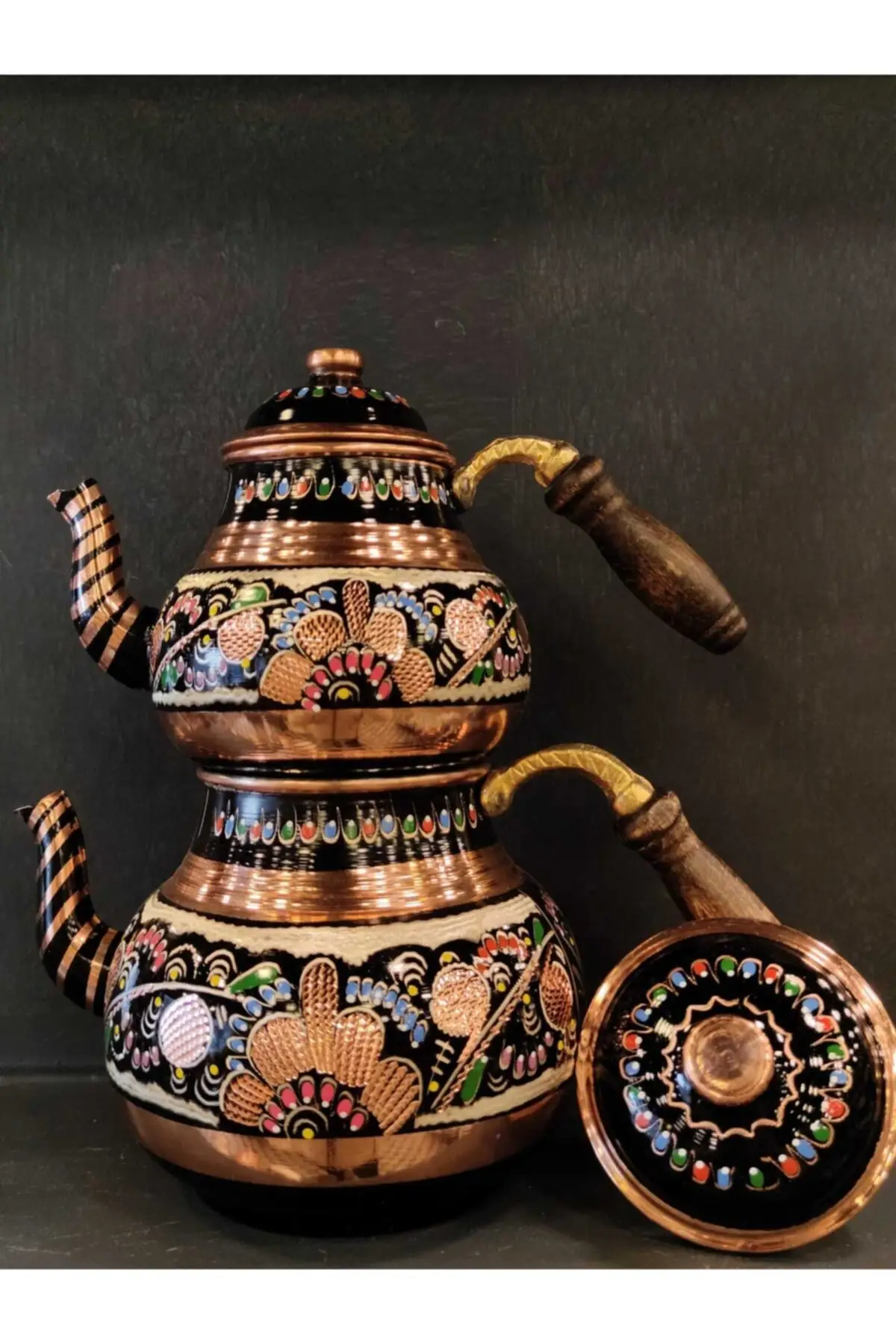 DOLBOVI copper nostalgia hand embroidered 2 Li teapot family size stainless tarless Cooper Tea Pots Handmade