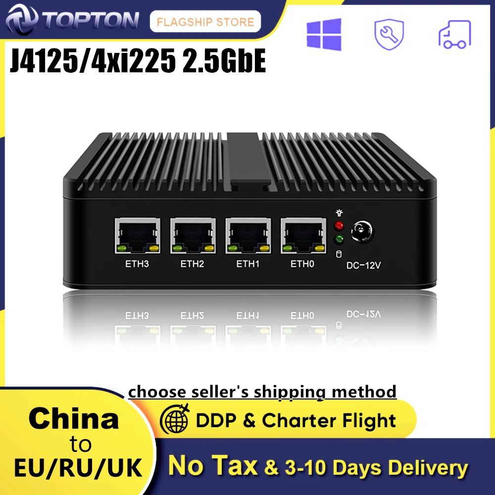 Безвентиляторный маршрутизатор pfSense Celeron J4125 мини-ПК 4 LAN 2 5G Intel i225 2500M виртуальная