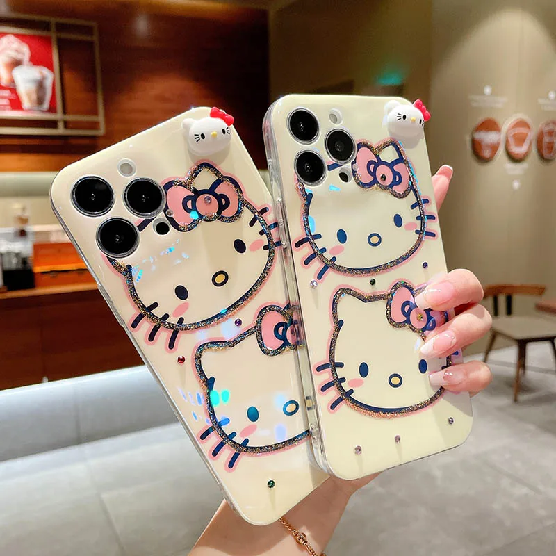 

Bandai Hello Kitty Cute 3D Kitty Phone Case for Huawei P30 P40 P50 Pro mate30 40 Pro Honor 50 60 nova7 8 SE Cover