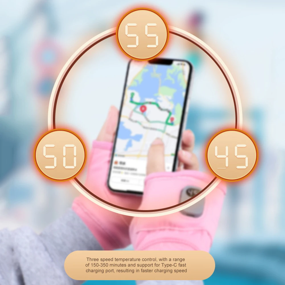 Зимние перчатки с подогревом 360-градусный нагрев перезаряжаемые ветрозащитные