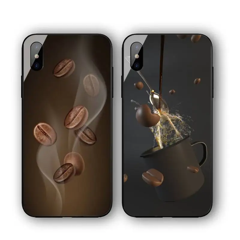 

Black Coffee Phone Case For Iphone 11 12 13 14 Pro Max 7 8 Plus X Xr Xs Max Se 2020 Samsung S20 Tempered Glass Cove