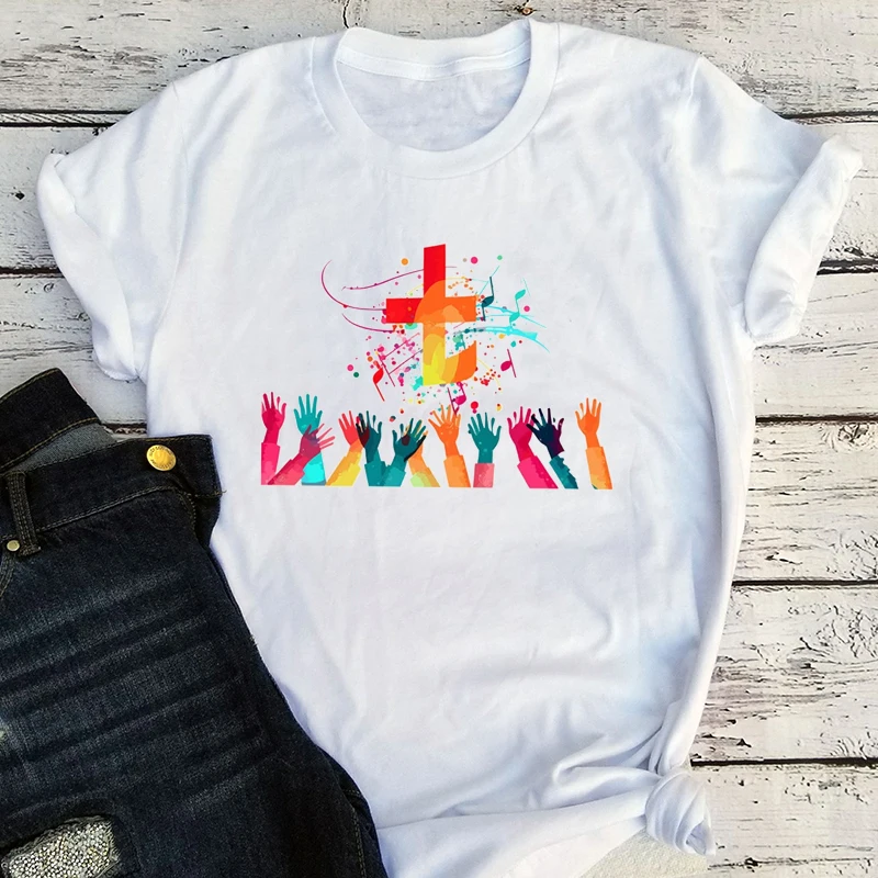 

Colorful Christian Cross Shirt Music Women T Shirt Jesus Shirt Christian Gifts Jesus Christ Shirt Religious Tee Faith Shirt m