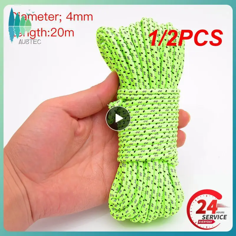 

1/2PCS Reflective Tent Rope Nylon Line Cord Rescue String Paracord Rope Outdoor Camping Hiking Tent Accessory 25/4mm