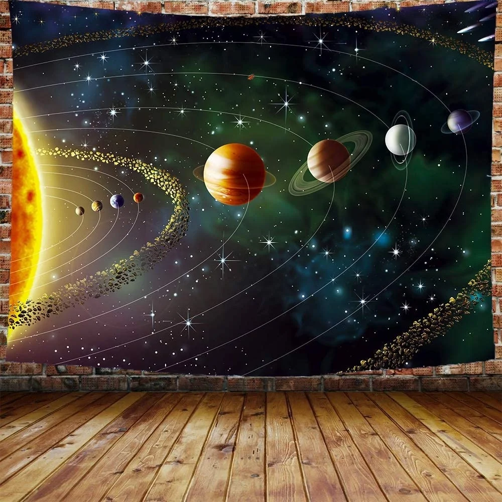 Planets Tapestry Outer Space Galaxy Universe Printed Large Tapestries Wall Hanging Mural for Bedroom Living Room Dorm Home |
