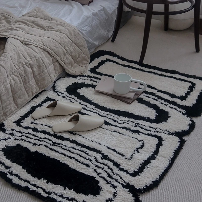 Black And White Bedroom Rugs Living Room Fluffy Rug Area Rugs Large Rug Bath Rug White Fluffy Rug Carpet Home Decor Floor Mats