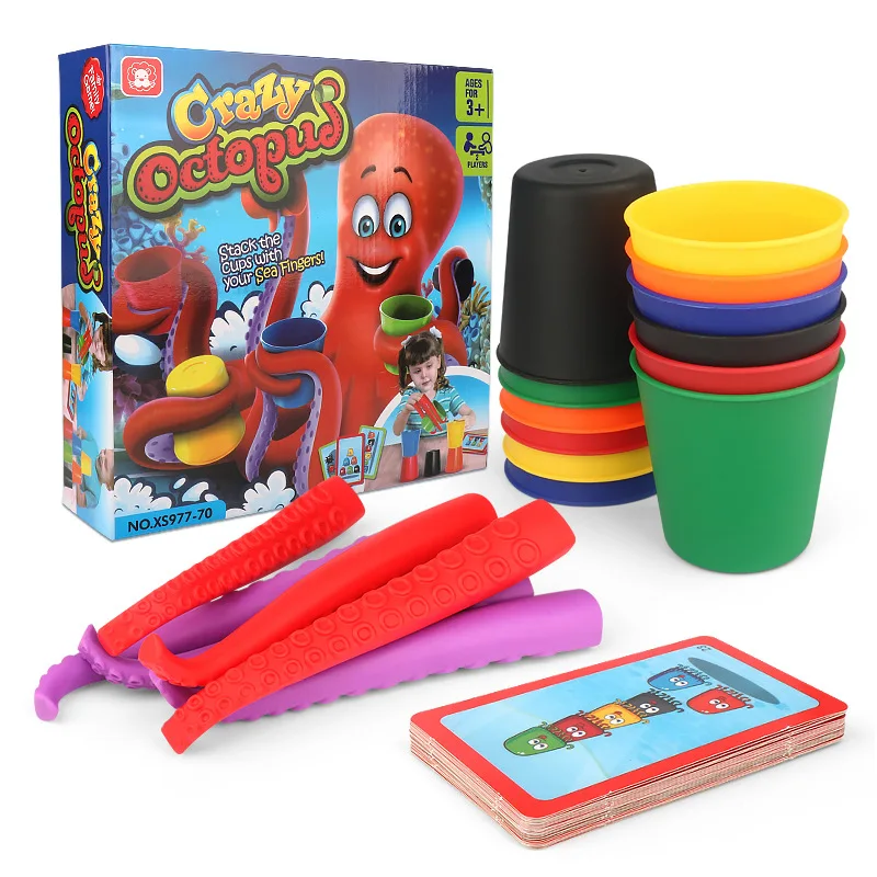 Crazy Octopus Racing Stacking Cups Tabletop Game Multiplayer Relatives Interactive Stacking Music Early Education Toys