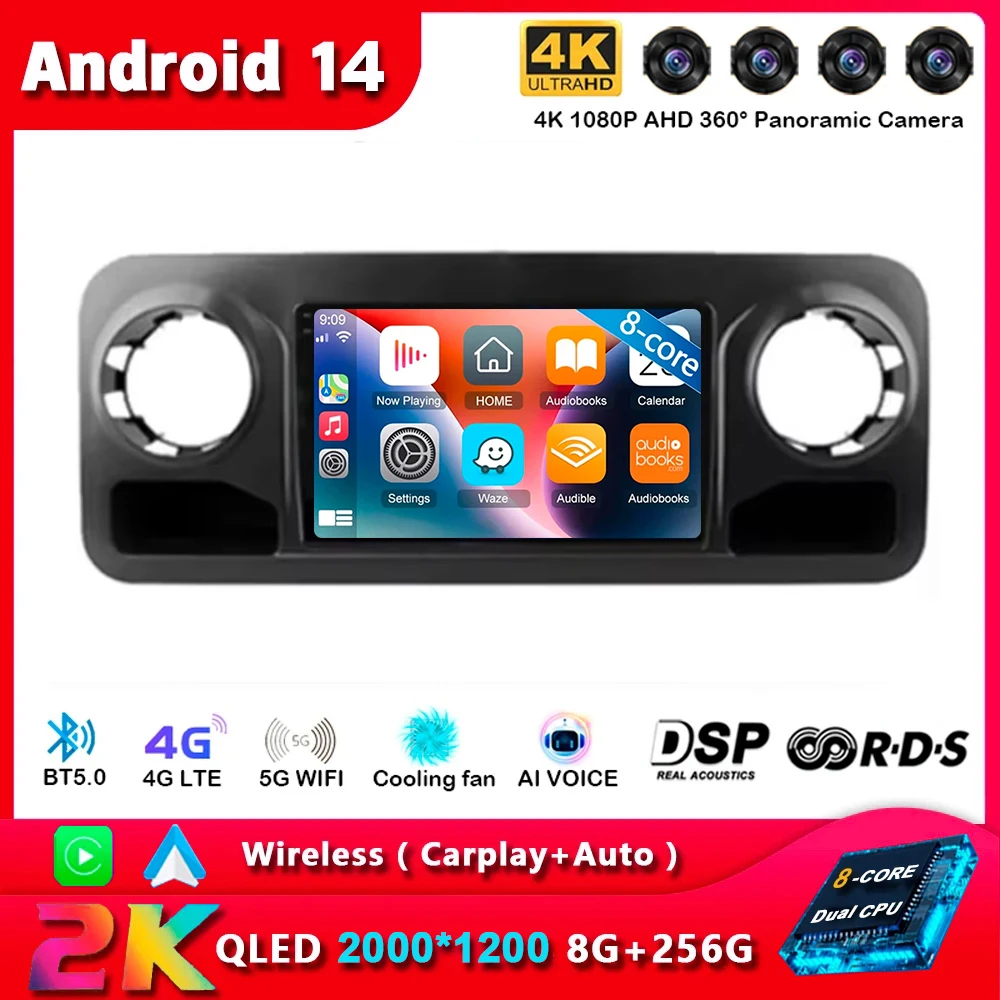 Android 14 Carplay Auto для Benz Sprinter 2018 2019 2020 2021 2022 Автомобильный радиоприемник GPS Стерео
