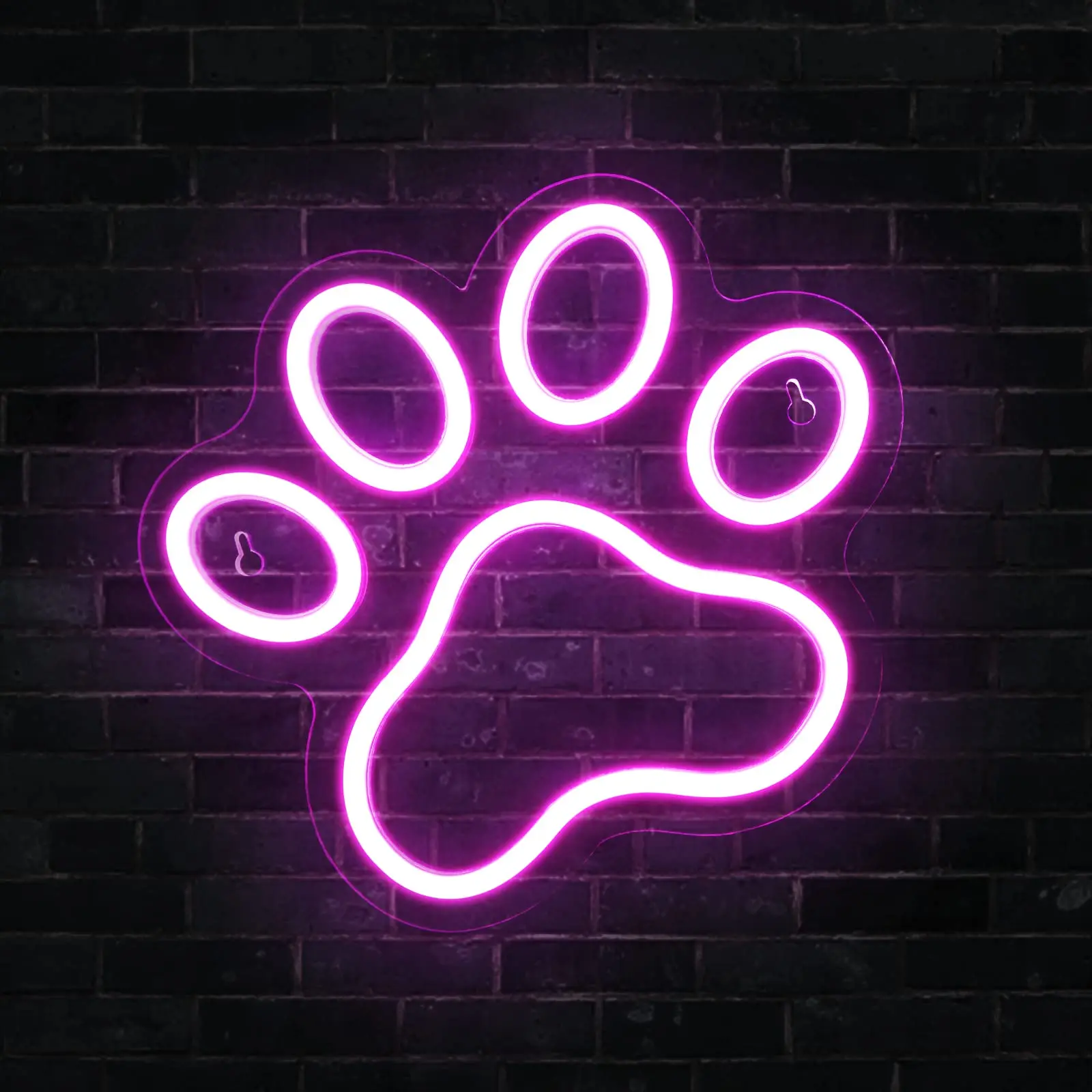 Paw Print LED Neon Signs Night Light USB Powered for Bar, Cafes, Birthday Gifts for Dog Lovers Supplies Decorations