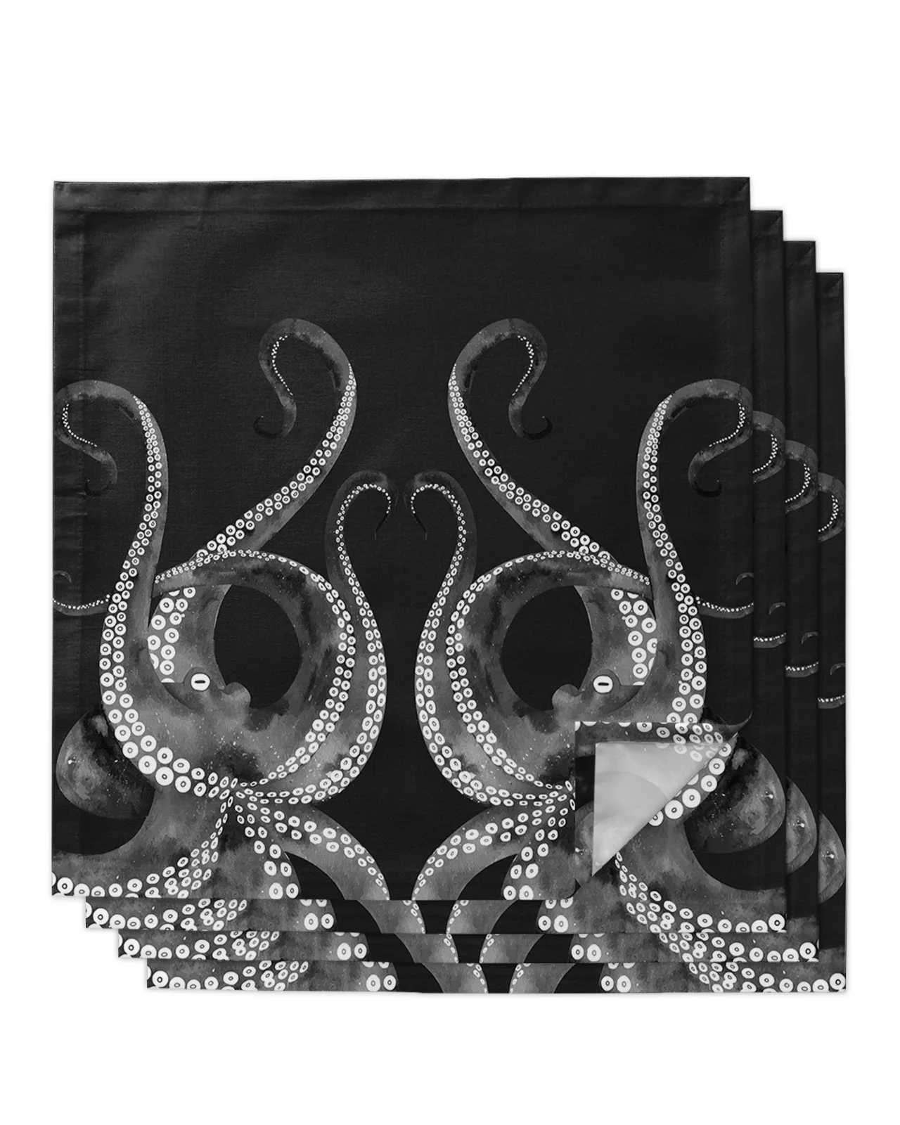 

Черный серый Осьминог 4/6/8 шт. столовые салфетки для ресторана Столовые Салфетки Из искусственной ткани принадлежности для украшения вечери...