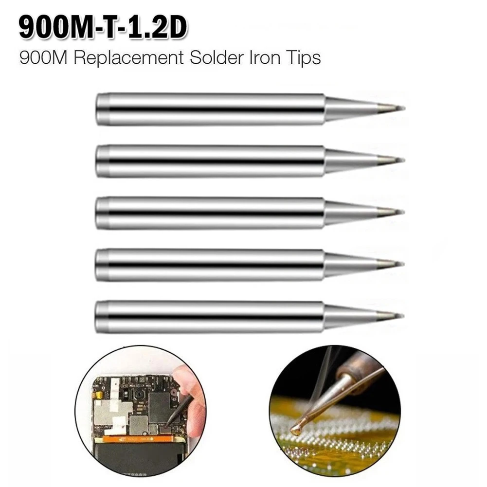 

5Pcs 900M-T-1.2D Copper Soldering Iron Tips Lead-free Welding Solder Tools For Welding Fits 936 937 938 969 8586 852D