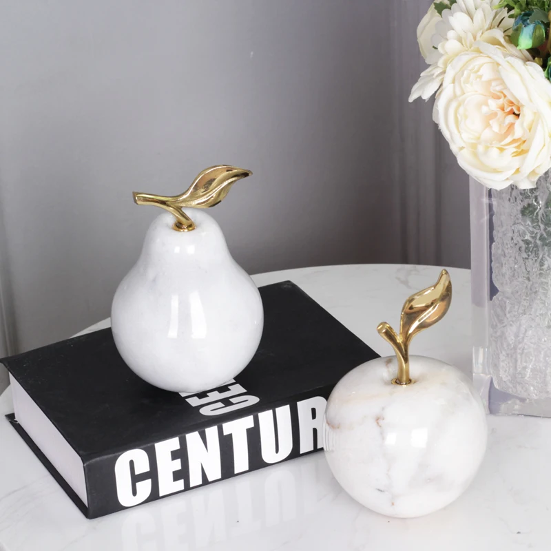 

Marble Living Room Shelf Items Decor Accessories Pear Apple Ornaments Modern Home Decoration