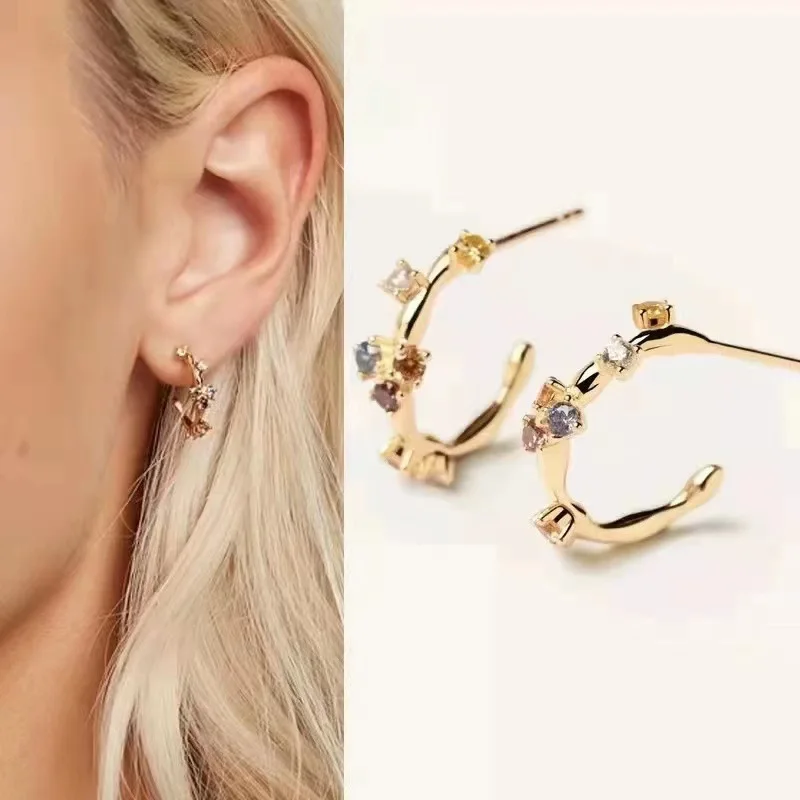 

925 Sterling Summer Sage Five Fox Rainbow CZ Chain Circle Drop Earring Zircon Luxury 2021 Wedding Jewelry