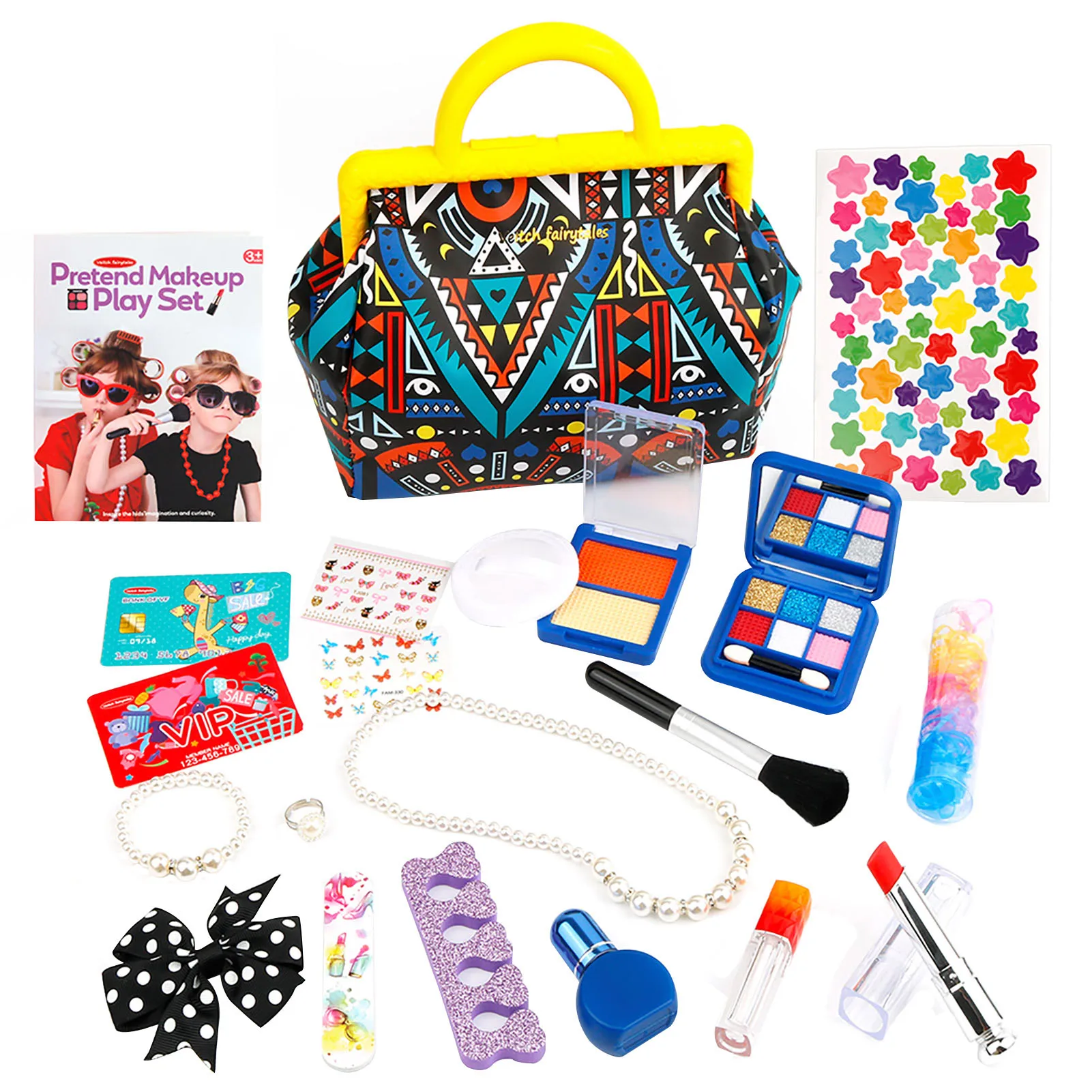

Pretend Play Makeup Set 21pcs 21Pcs Fake Makeup Kit With Cosmetic Bag With Fake Smartphone Key Card Washable Girls Role Play