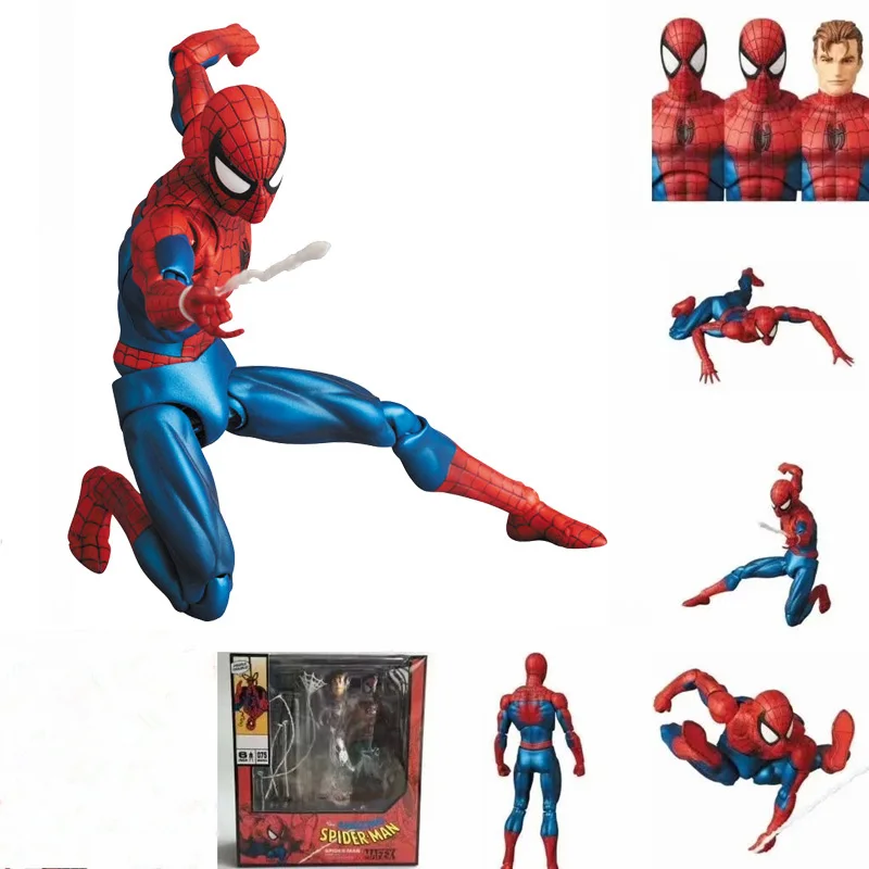 

Marvel Mafex 075 SpiderMan Action Figurine the Amazing Spider Man Figure Comic Ver Joints Movable Model Toys 16cm