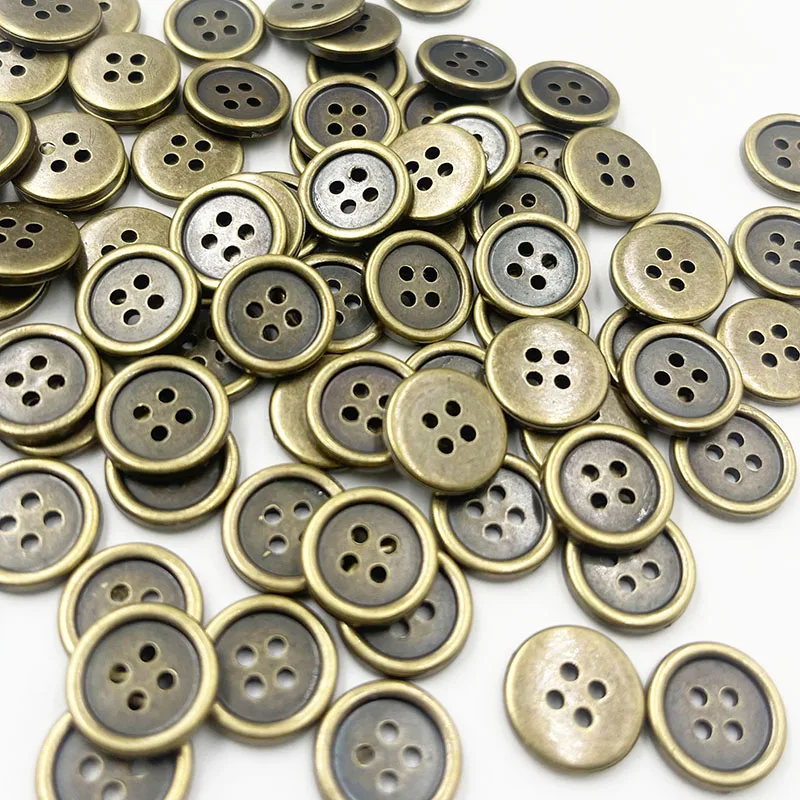 

50pcs Bronze Plastic Buttons 15mm Sewing Craft 4 Holes PT380