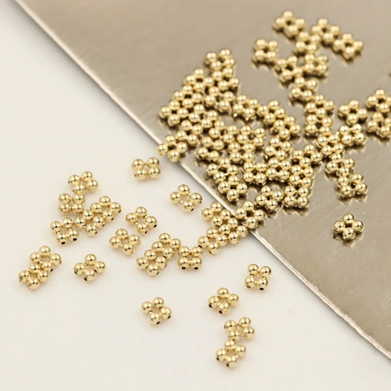 Лот прокладок из четырехъядерных бусин с позолотой 14 карат фурнитура для цепочек