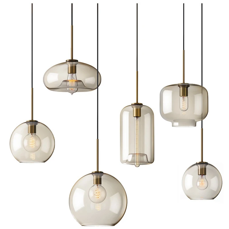 

Room decor Modern hanging loft Glass lustre Pendant Light industrial decor Lights Fixtures for Kitchen Restaurant Lamp E26/27