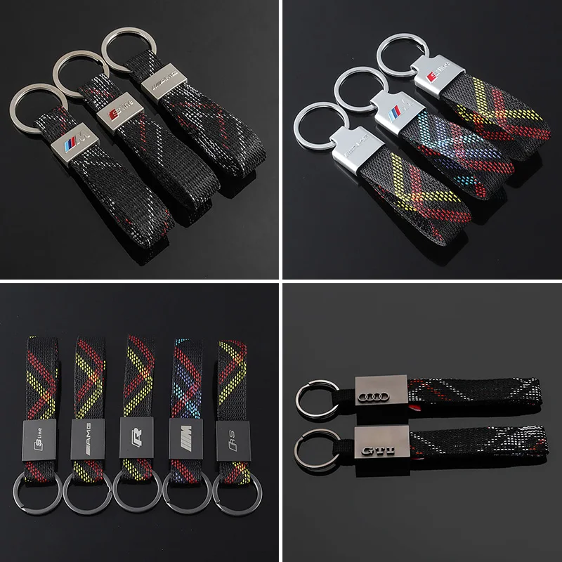 

Car Key Chain Anti-lost Car Key Ring Pendant For BMW M three-color label Mercedes-Benz AMG Audi Sline Audi RS Volkswagen R