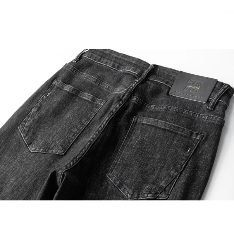 Streetwear Men 2022 New Pattern Elastic Force Straight Cylinder BlackJeans Loose Plush and Thicken Cargo Pants Autumn Female