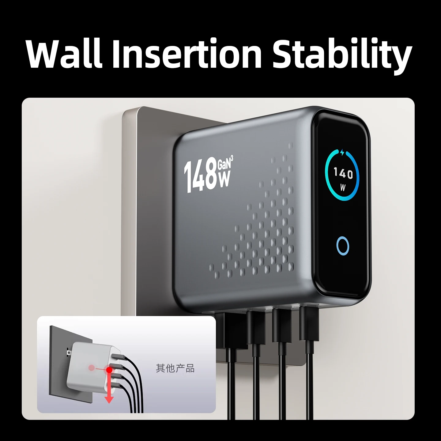 Настольное зарядное устройство AIXXCO GaN3 148W с быстрой зарядкой QC 3.0 USB C Type C для iPhone 15, Huawei, Xiaomi, MacBook, ноутбуков (art.: 3920daf0fc0a2) - 3920daf0fc0a2