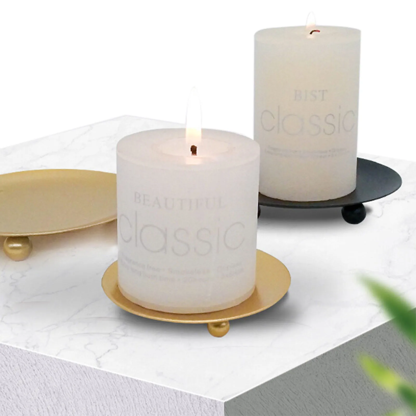 

Metal Plate Candle Holder Nordic Style Candle Holder Decorative Pedestal Candle Stand for Table Decoration