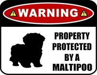 warning property protected by a maltipoo metal signdecorative novelty aluminum metal sign
