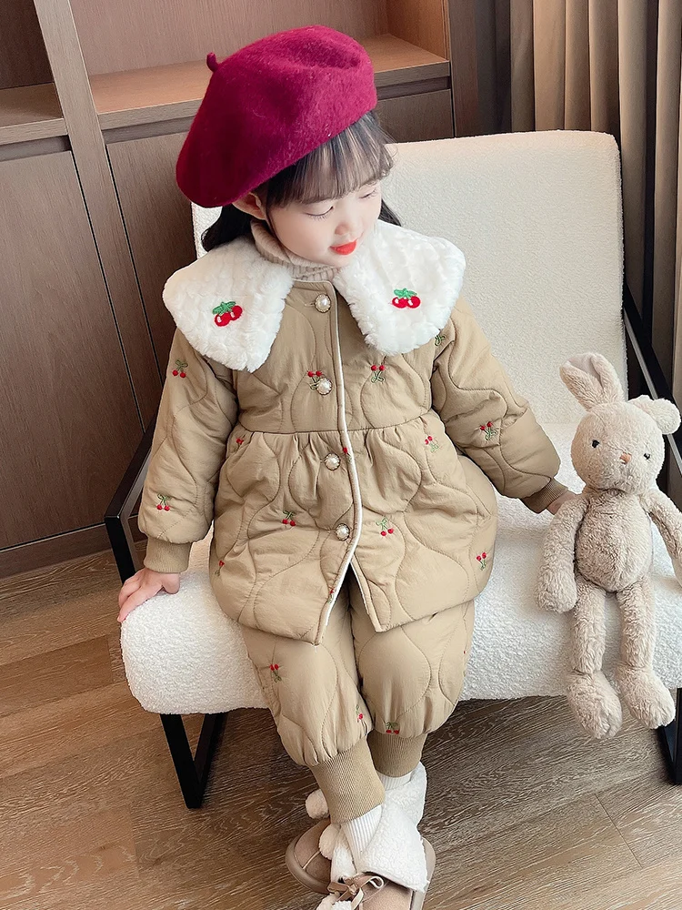 Зимняя одежда для маленьких девочек 4. Одежда на хлопковой подкладке. Комплект