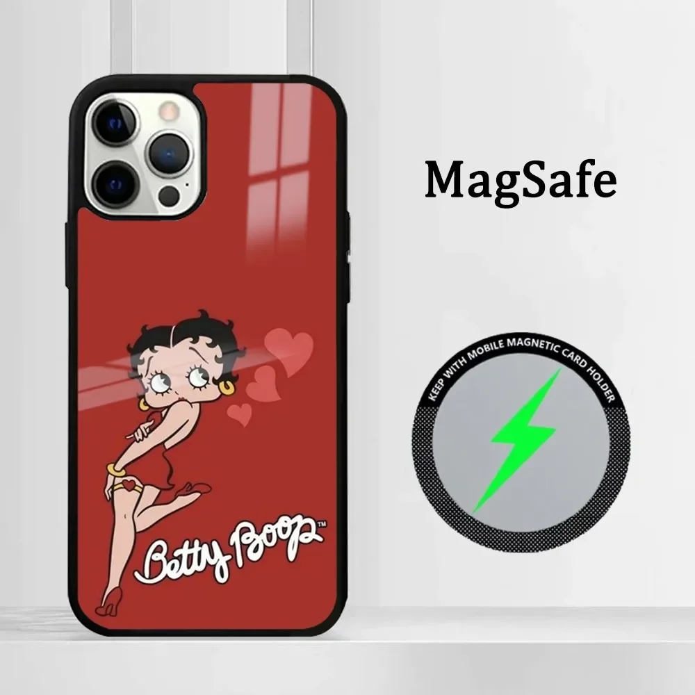 B-Betty-Y B-Boops-S Phone Case For iPhone 16 15 14 13 12 11 Pro Max Plus Mini Magsafe Mirror Wireless Magnetic Cover