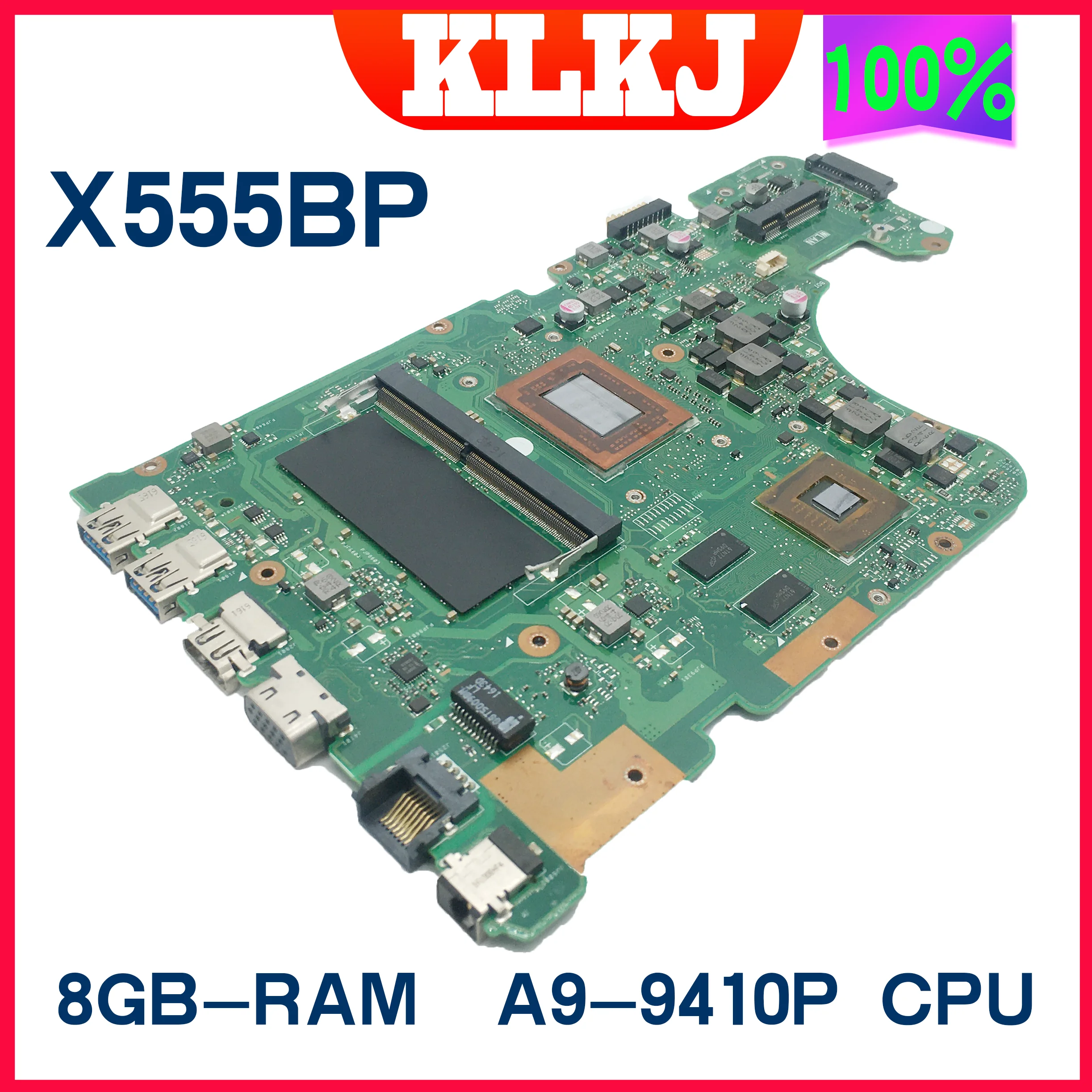 

Материнская плата Dinzi X555QG для ноутбука Asus X555BP X555Q X555B K555B K555Q материнская плата для ноутбука W/A9-9410 8G-RAM R5 100% работает хорошо