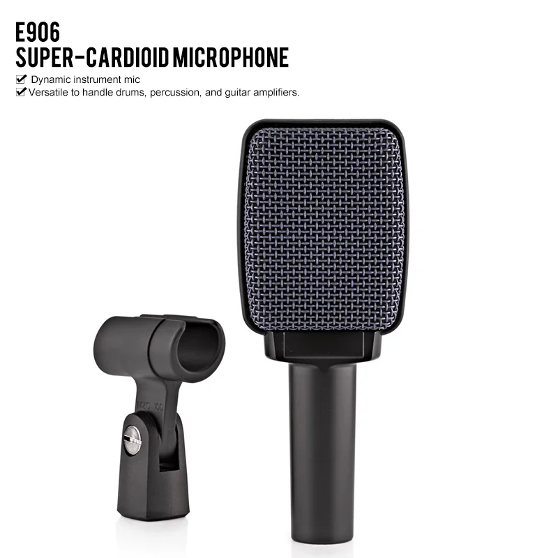 

Recording Mic for E906. Supercardioid dynamic instrument microphone with switchable field filter for Sennheiser drum guitar