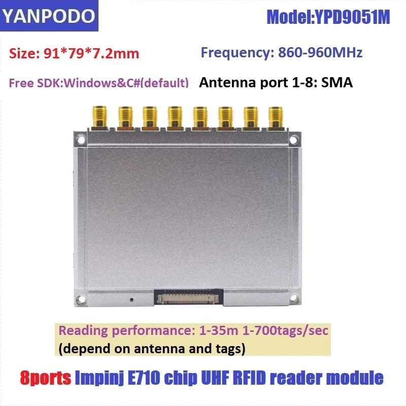 YANPODO Long Range 1-35M UHF RFID-считыватель модуль RS232 8 портов Impinj E710 чип для спортивного