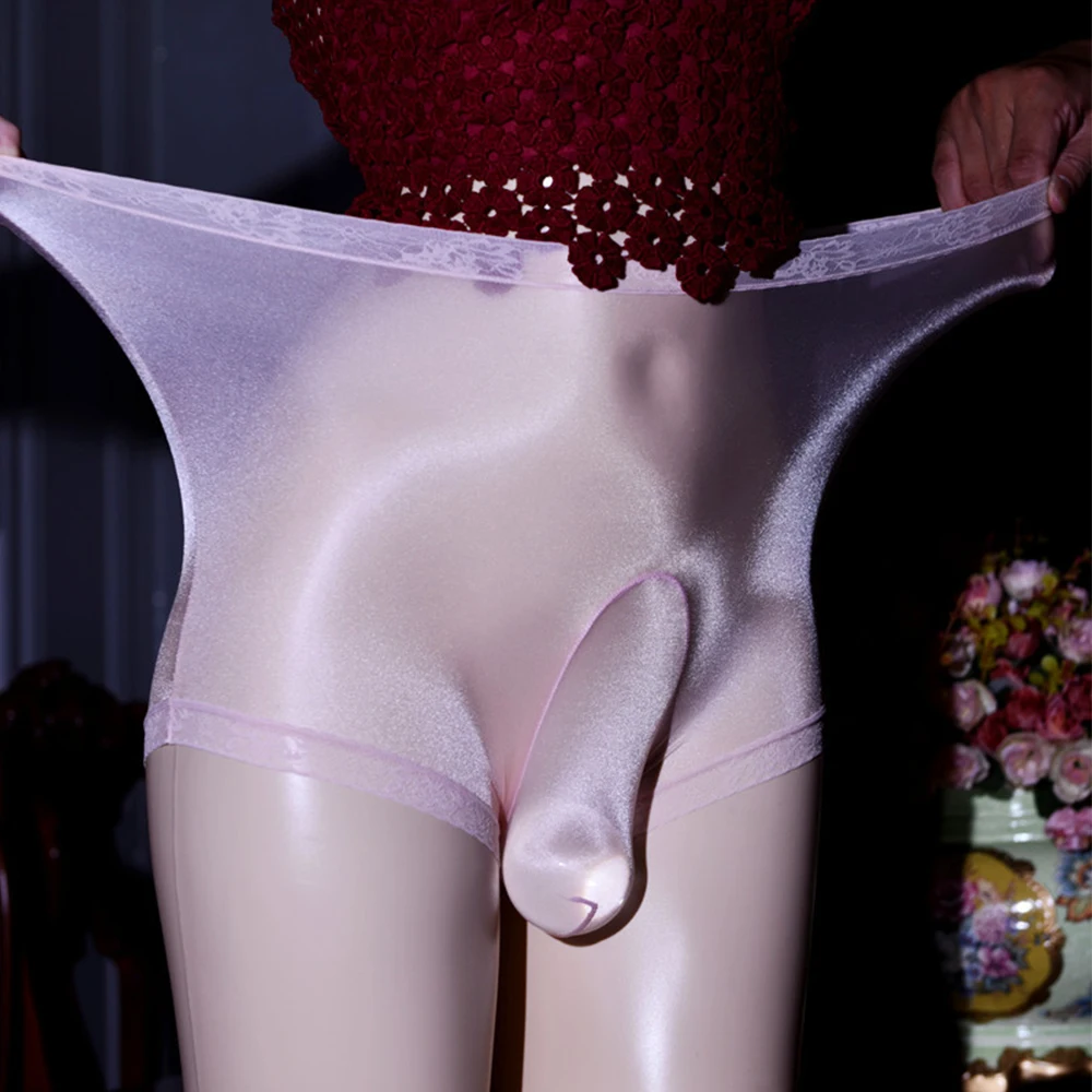 

Mens Sissy Panties Sheer Lace G-String Gay Underwear Lingerie Thongs Ice Silk Tanga Gay Men Wear Gay Underwear