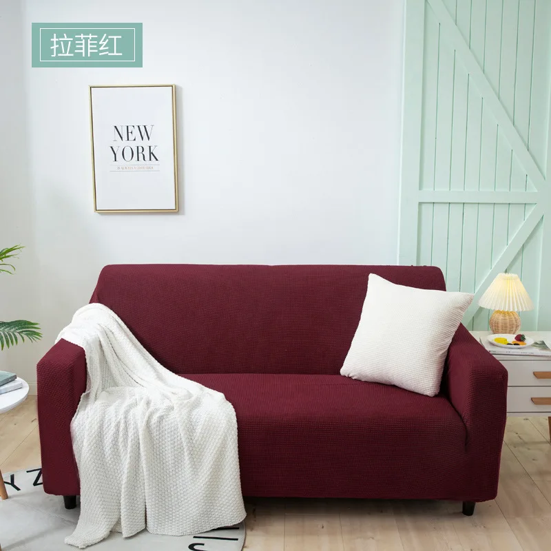 

Red Elastic Sofa Covers Corn Kernels Pattern Solid Color Stretch Sofa Slipcover For Living Room Corner Sofa Chair Couch Cover
