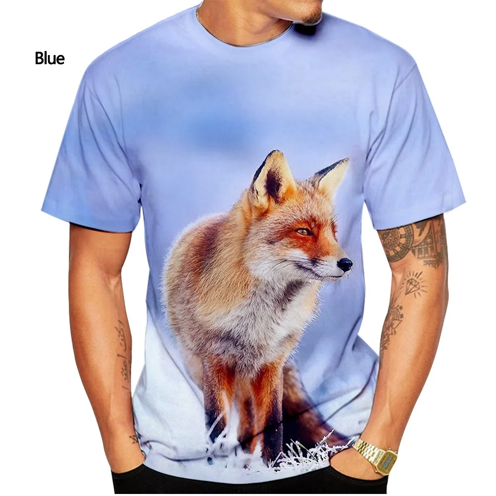 

New Fashion 3D-Printed T-shirt Animal Fox T-shirt Men's Casual T-shirt
