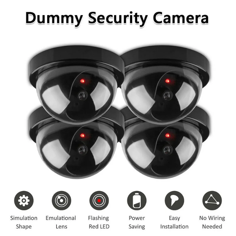 

Dome Simulation Burglar Alarm Camera Fake Webcam Smart Indoor/Outdoor Dummy Surveillance Camera LED Emulate CCTV for Warning