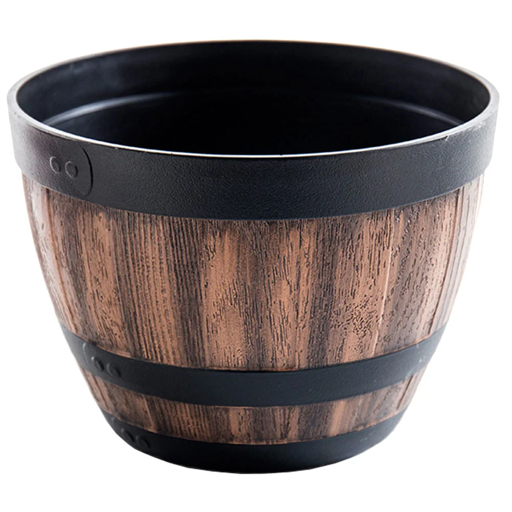 

Flowerpot Imitation Wood Flower Pot Faux Outdoor Plants Juicy Planting Box Plastic Imitation Wood Planting Barrel Flowers Plants