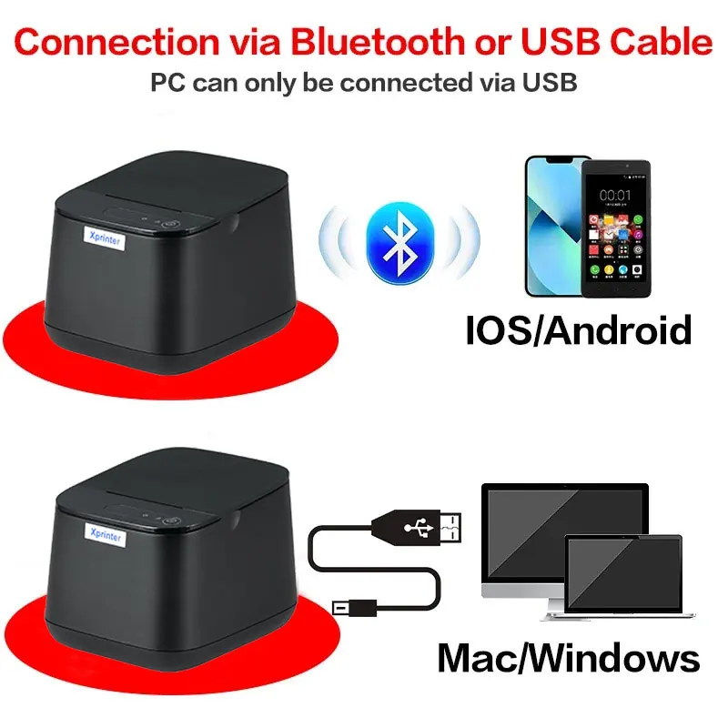 Портативный термопринтер для чеков миниатюрная печать USB Bluetooth POS-принтер с
