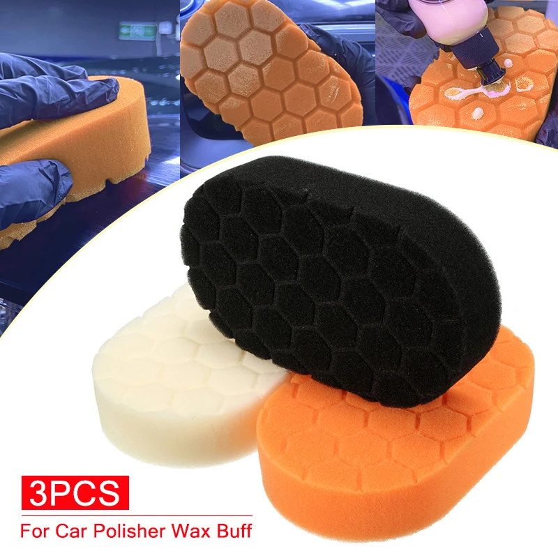 

3Pcs Buffing Sponge Polishing Pad Set Hand Finishing Applicator Pad Removes Scratche for Car Polisher Wax Buff Polishing/Waxing