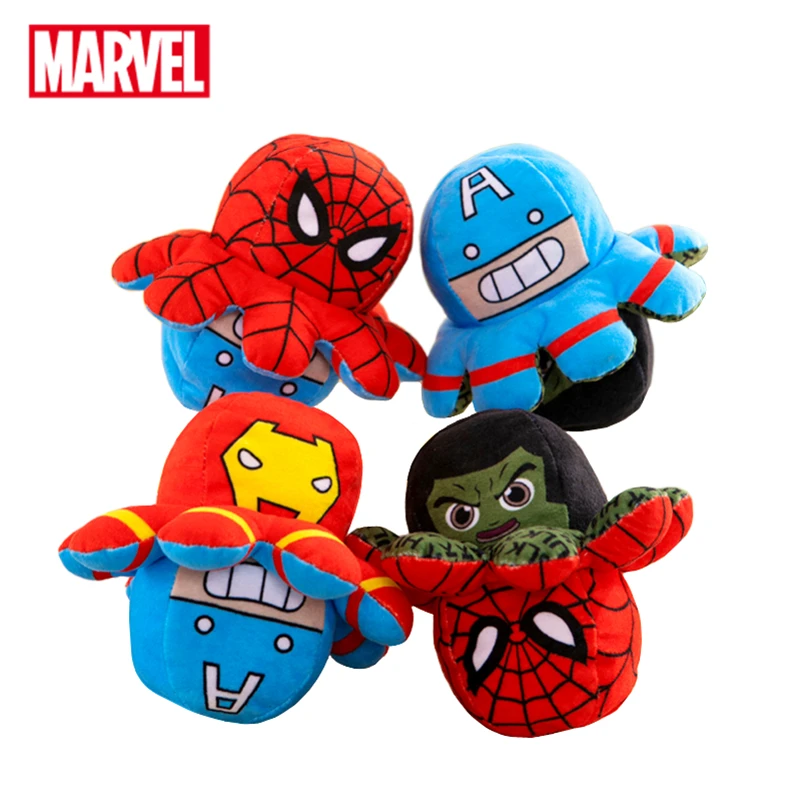

20cm Marvel The Avengers Cartoon Reversible Octopus Plush Toy Spiderman Hulk Captain America Iron Man Anime Figure Doll Kid Gift