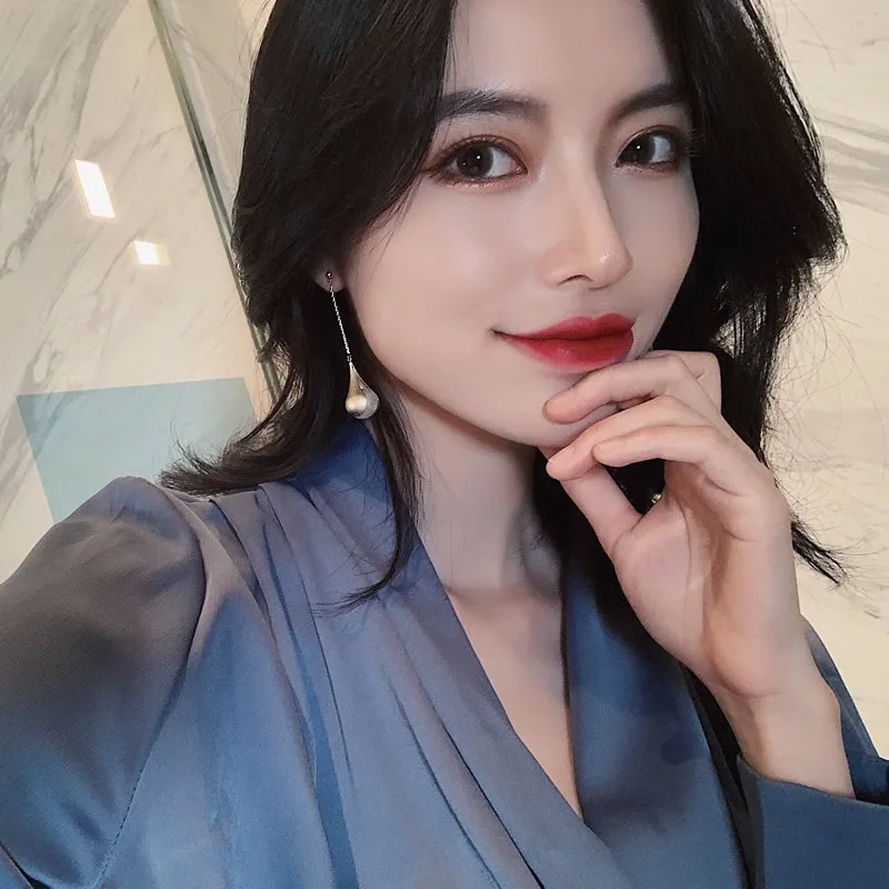 Новые модные висячие серьги с имитацией жемчуга для женщин золотого цвета