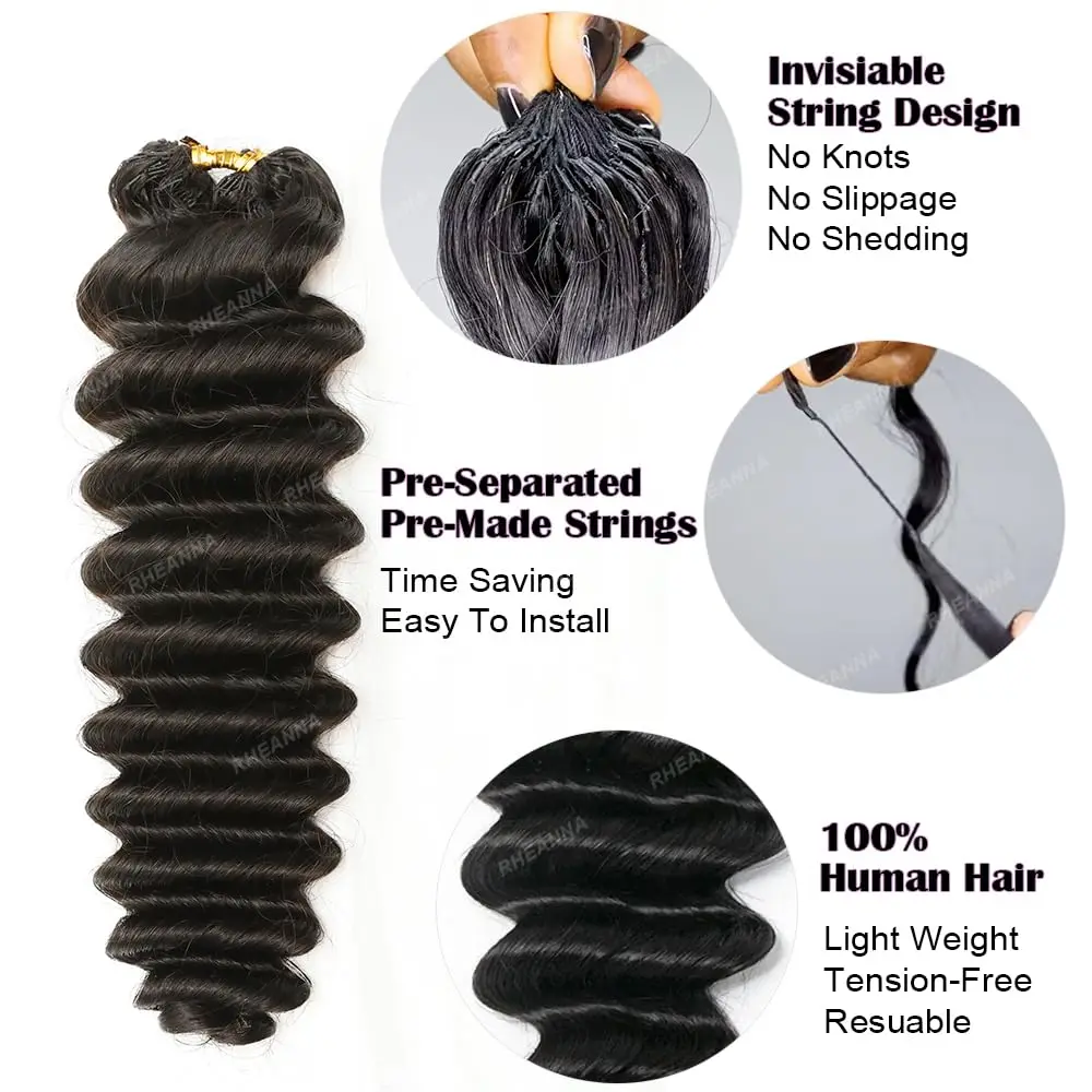 Фото Накладные волосы для плетения крючком Loose Deep Wave, 14-20 дюймов, невидимые бесшовные пряди, 100% натуральные человеческие волосы №2
