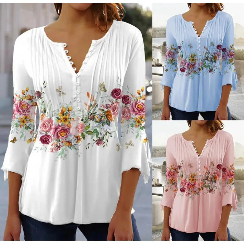 

Women Spring Autumn Summer Tops Crochet Button Lace Tees Sexy Vintage Full Long Sleeve 5XL T Shirts Loose Casual Tees