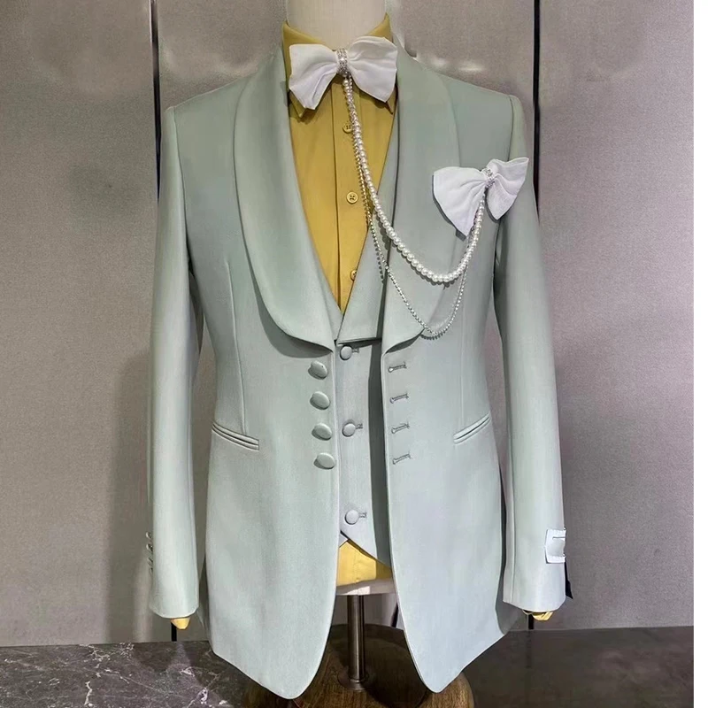 

2023 New Fashion Slim White Men's Wedding Tuxedos Business Suits Personalise Men Suit 3 Pieces(Jacket+Pant+Vest)trajes de hombre