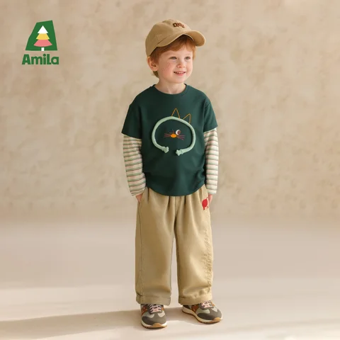 Детский топ Amila с котом, хлопок