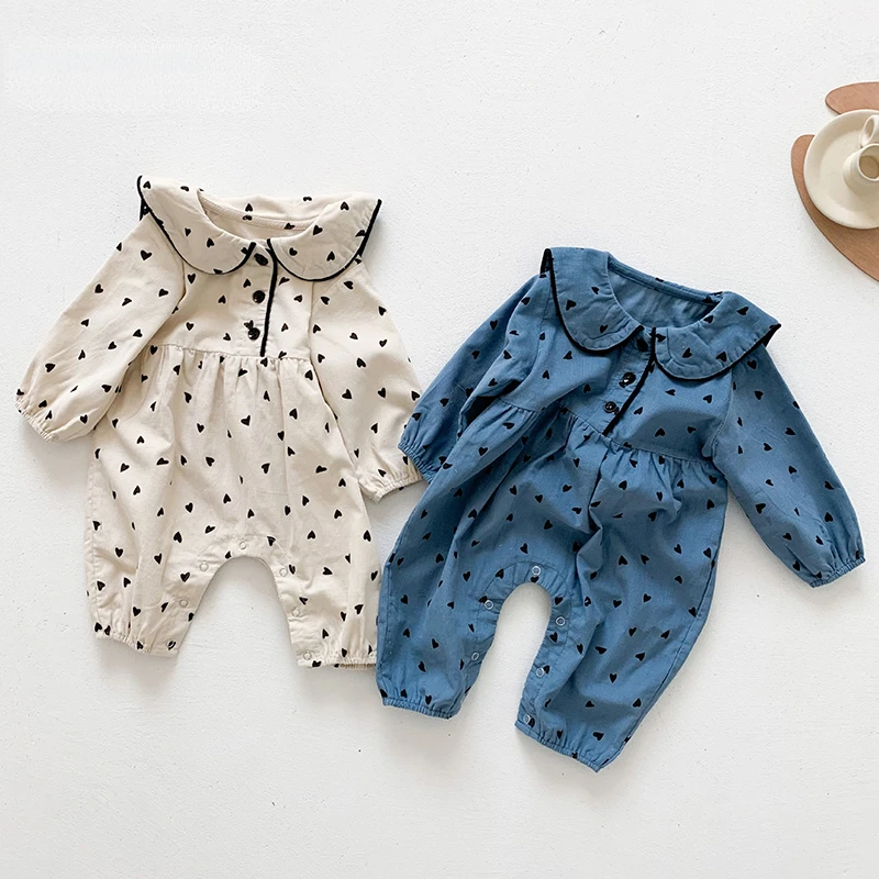 

2023 Spring Autumn Kids Baby Girls Rompers Newborn Baby Girls Long Sleeve Corduroy Printing Rompers Clothes Baby Girl Rompers