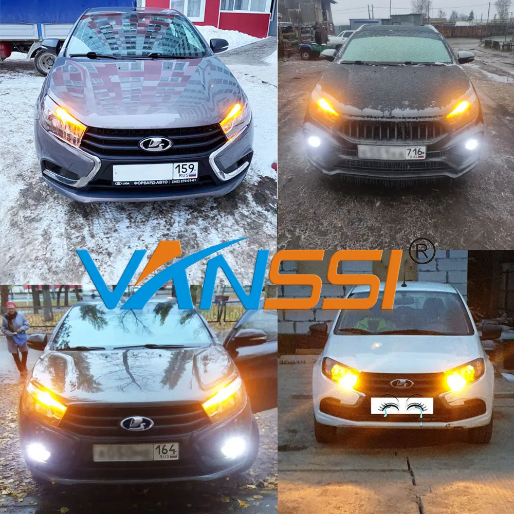 VANSSI 2 шт. T20 7443 Srck W21/5 Вт светодиодный ная лампа для LADA Vesta Granta дневные ходовые огни и