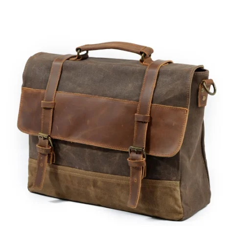 Mens Messenger Bag Waterproof Canvas Leather Men Vintage Handbags Large Satchel Shoulder Bags 14