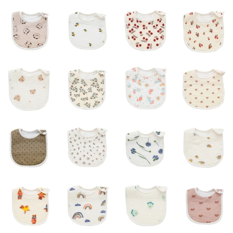 

Infant Drooling Bib Baby Breathable Floral Bib Teething Bib Soothing Gauze Towel