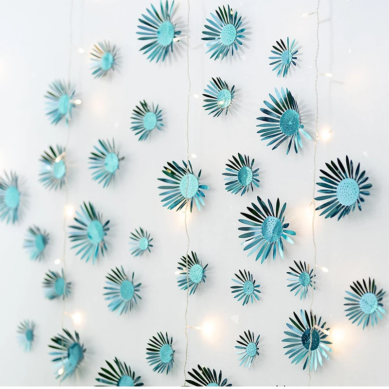 

40Pcs Teal Blue Girls Birthday Party Flower Decorations 3D Flower Decal Daisy Wall Sticker Bedroom Kids Room Furniture Stickers